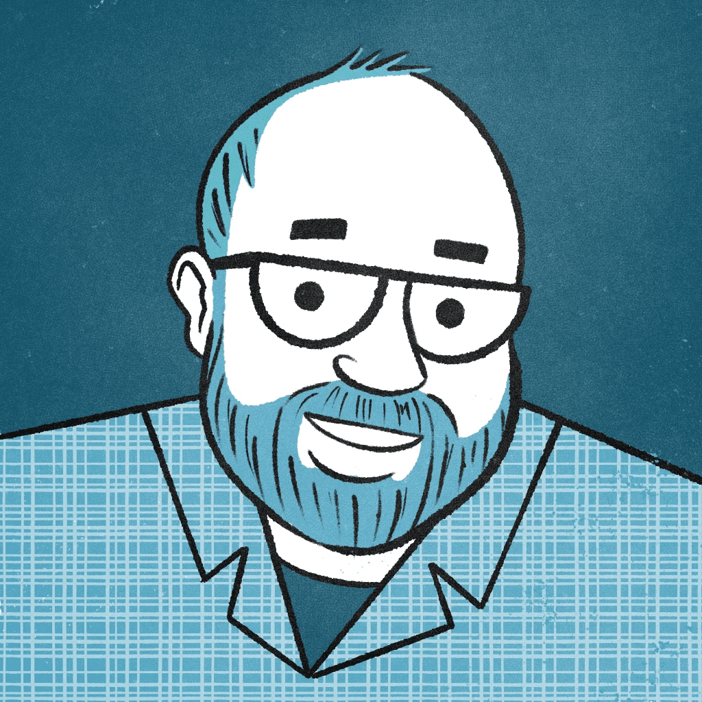 An illustrated avatar image of Drew Edwards